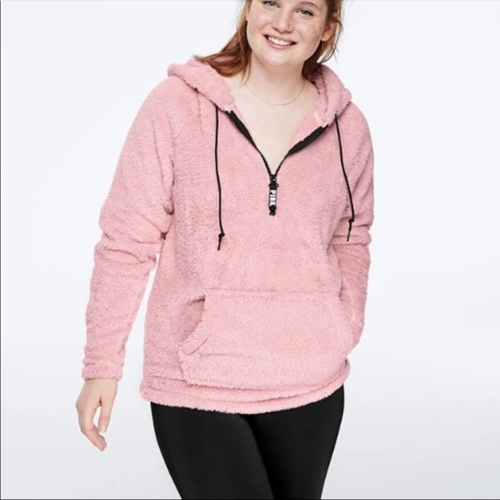 Victoria’s Secret pink half zip teddy
